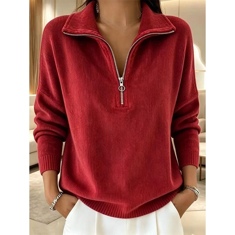 Halveric - Half-Zip Ribbed Knit Pullover Cold Weather Layering — view 3 of 5