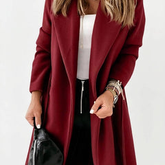 Larenne - Wool Blend Belted Midi Coat Winter Layering