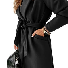 Larenne - Wool Blend Belted Midi Coat Winter Layering — view 10 of 10