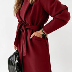 Larenne - Wool Blend Belted Midi Coat Winter Layering — view 2 of 10