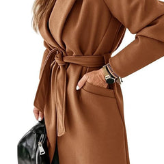 Larenne - Wool Blend Belted Midi Coat Winter Layering — view 4 of 10