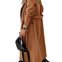 Larenne - Wool Blend Belted Midi Coat Winter Layering — view 5 of 10