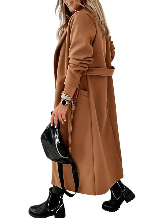 Larenne - Wool Blend Belted Midi Coat Winter Layering — view 5 of 10