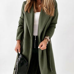 Larenne - Wool Blend Belted Midi Coat Winter Layering — view 6 of 10