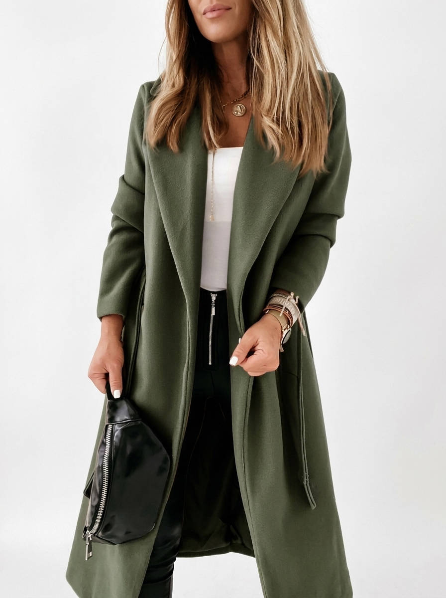 Larenne - Wool Blend Belted Midi Coat Winter Layering — view 6 of 10