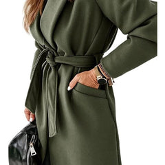 Larenne - Wool Blend Belted Midi Coat Winter Layering — view 7 of 10