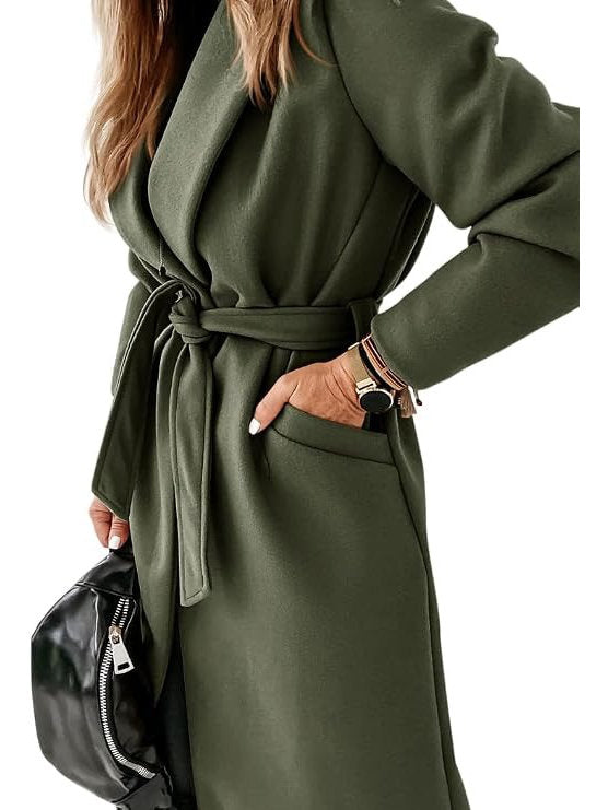 Larenne - Wool Blend Belted Midi Coat Winter Layering — view 7 of 10
