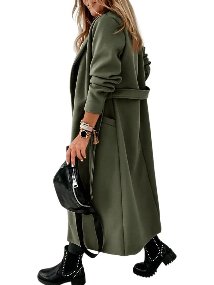 Larenne - Wool Blend Belted Midi Coat Winter Layering — view 8 of 10