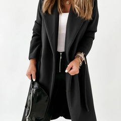 Larenne - Wool Blend Belted Midi Coat Winter Layering — view 9 of 10