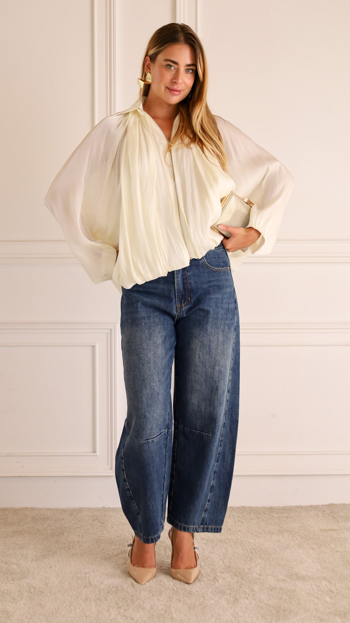 Lumelle - Pleated Satin Look Zip Jacket — view 10 of 10