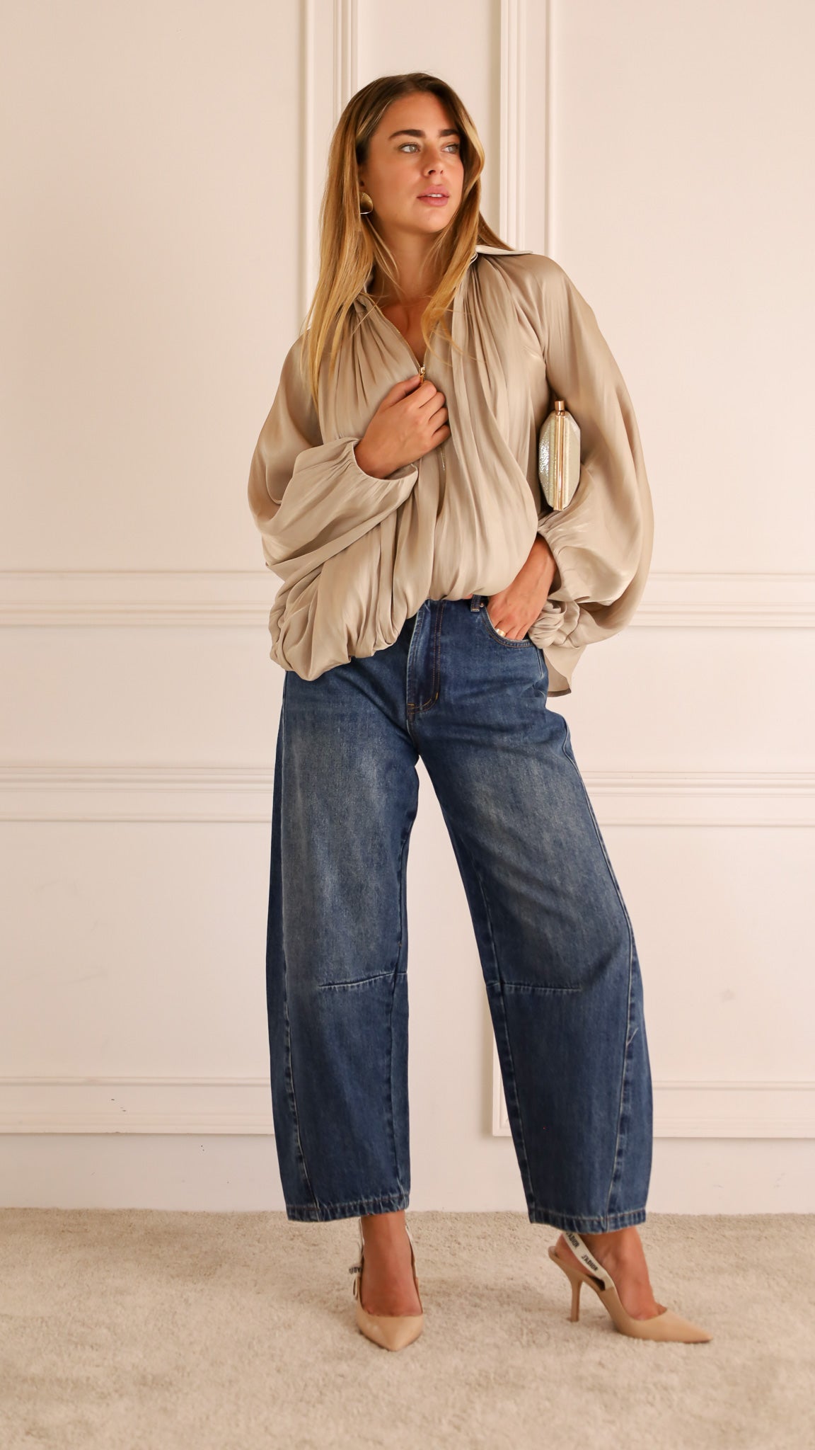 Lumelle - Pleated Satin Look Zip Jacket — view 3 of 10