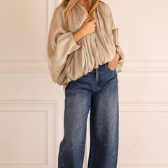 Lumelle - Pleated Satin Look Zip Jacket — view 4 of 10