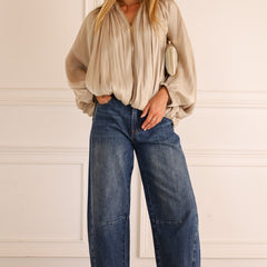 Lumelle - Pleated Satin Look Zip Jacket — view 5 of 10