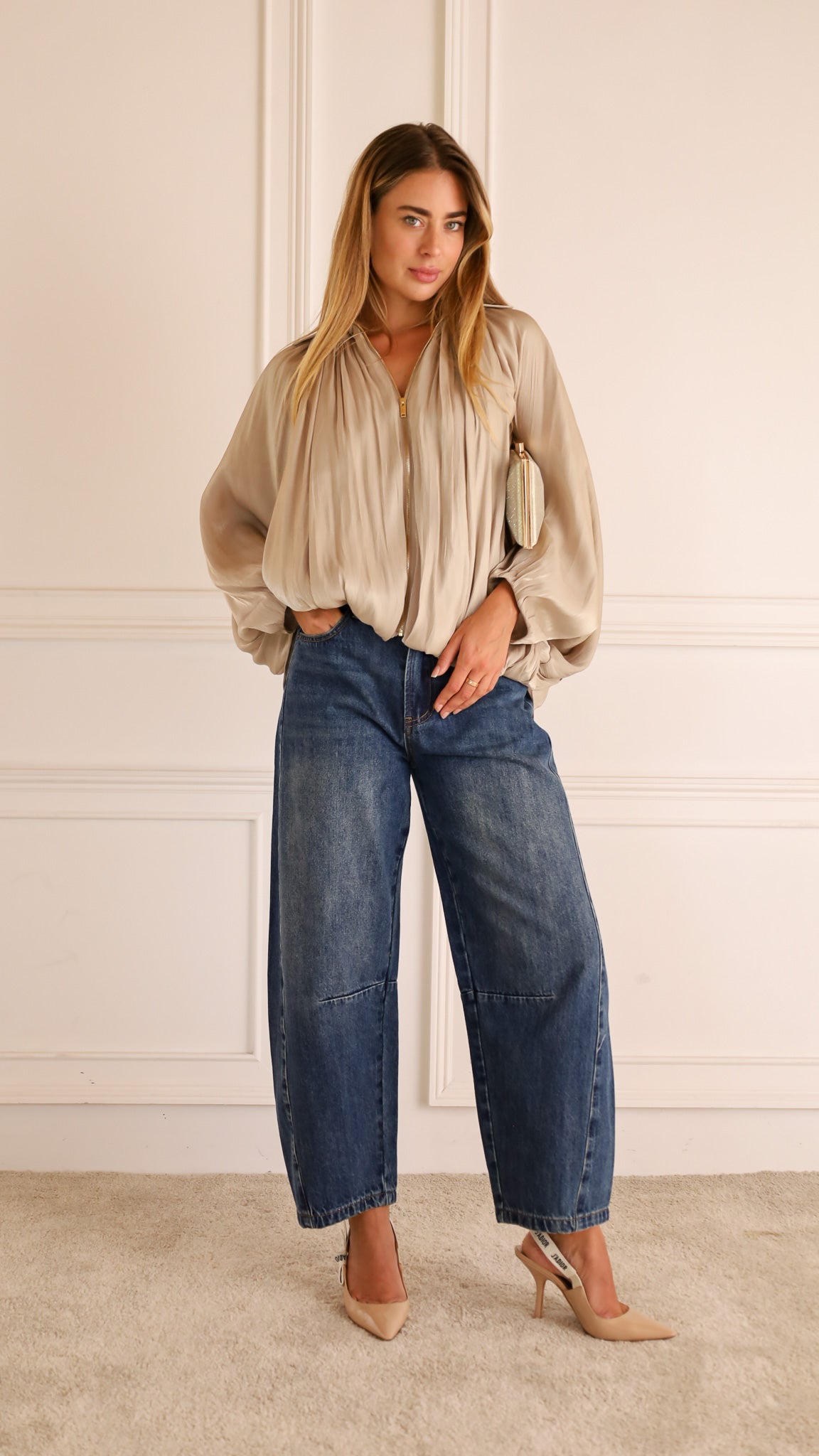 Lumelle - Pleated Satin Look Zip Jacket — view 5 of 10