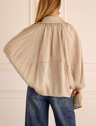 Lumelle - Pleated Satin Look Zip Jacket — view 8 of 10