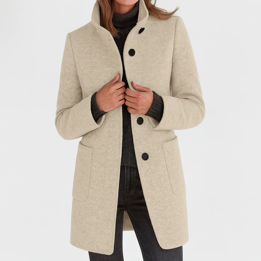 Marbrelle - Tailored Button Front Coat Cool Weather Layering — view 9 of 10