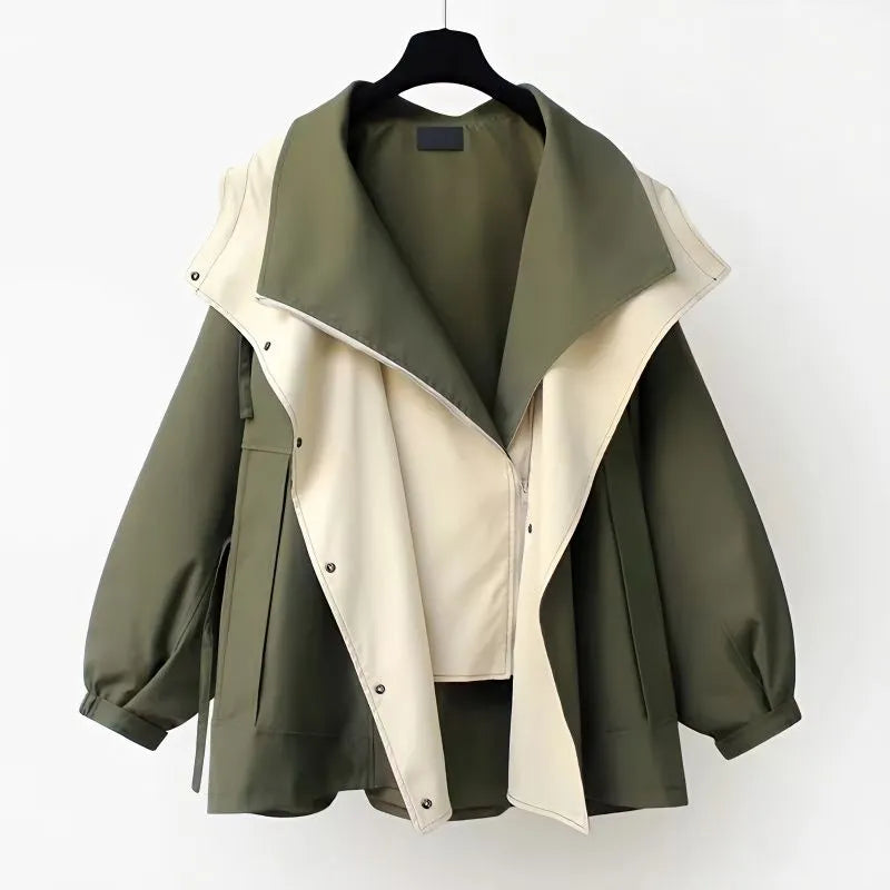 Solenne - Oversized Hooded Trench Coat Spring Layering