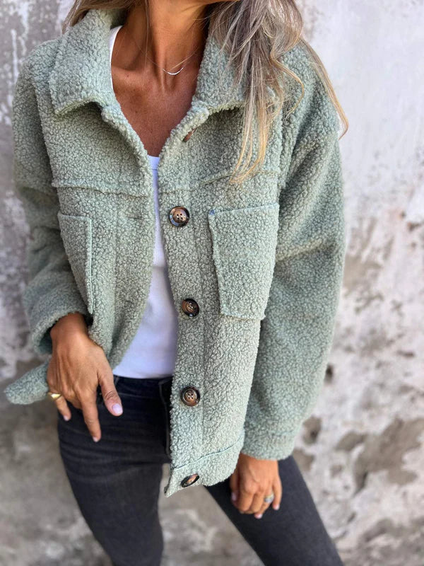 Cassevelle - Button Down Teddy Coat Cooler Weather Wear