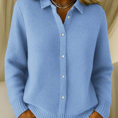 Wrenlow - Collared Oversized Knit Cardigan Cooler Weather Layering