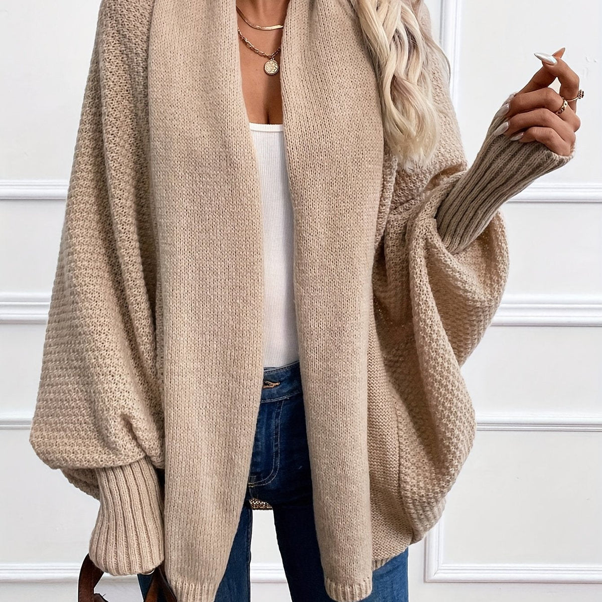 Dravena - Draped Shawl Collar Batwing Cardigan — view 10 of 10