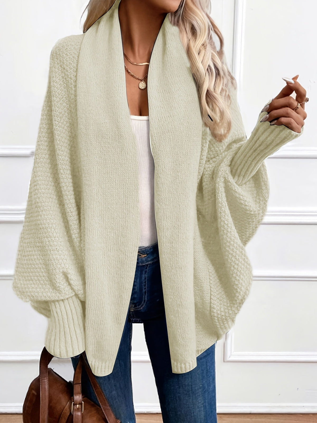 Dravena - Draped Shawl Collar Batwing Cardigan — view 3 of 10