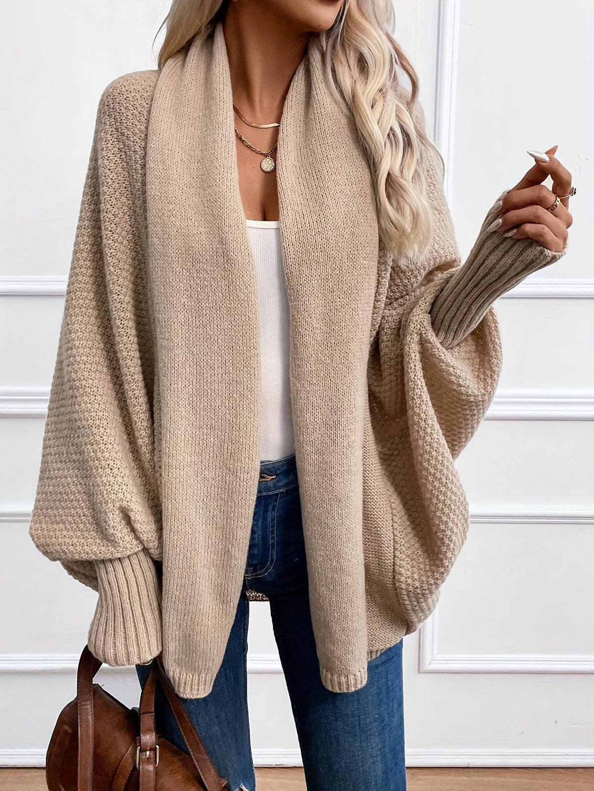 Dravena - Draped Shawl Collar Batwing Cardigan — view 5 of 10