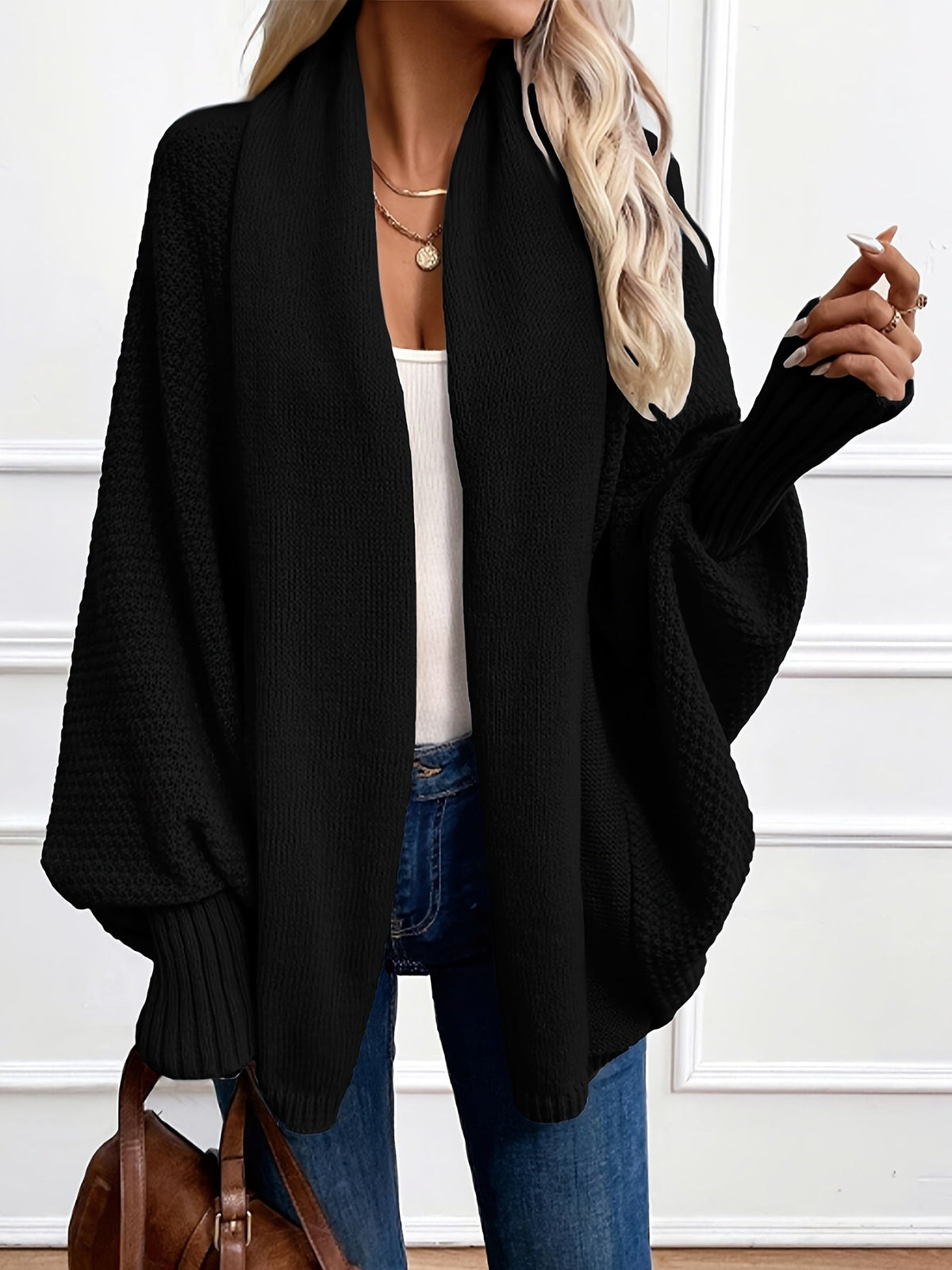 Dravena - Draped Shawl Collar Batwing Cardigan — view 6 of 10