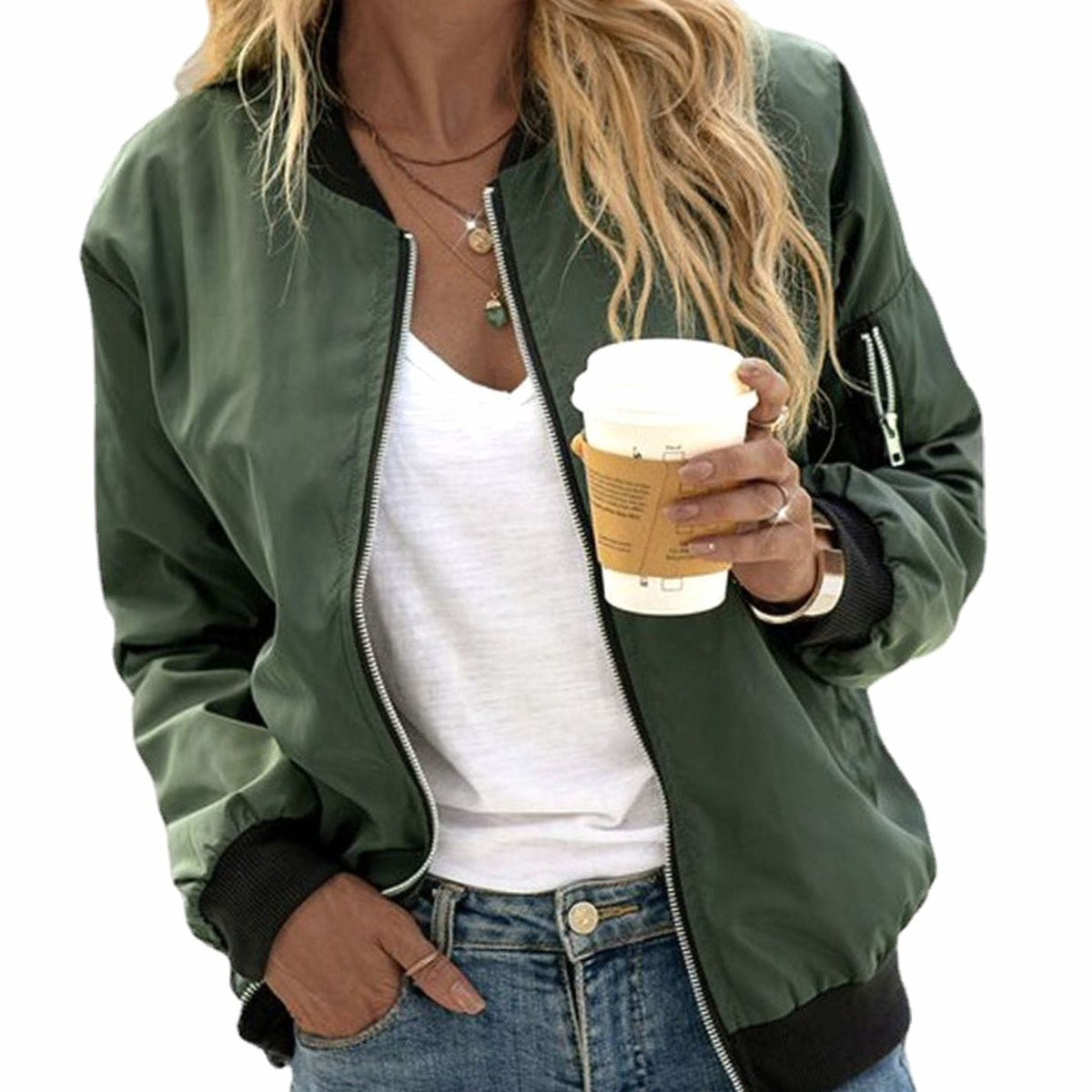 Marisole - Zip-Up Bomber Jacket Everyday Casual Layering — view 3 of 3