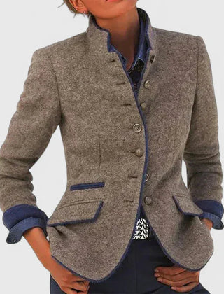 Marissena - Structured Wool Blend Military Style Jacket Office Wear