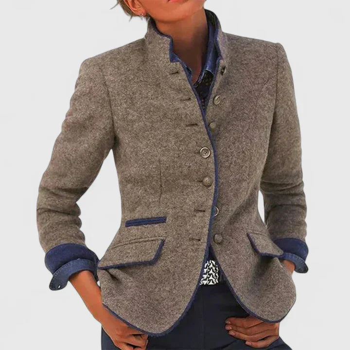 Marissena - Structured Wool Blend Military Style Jacket Office Wear