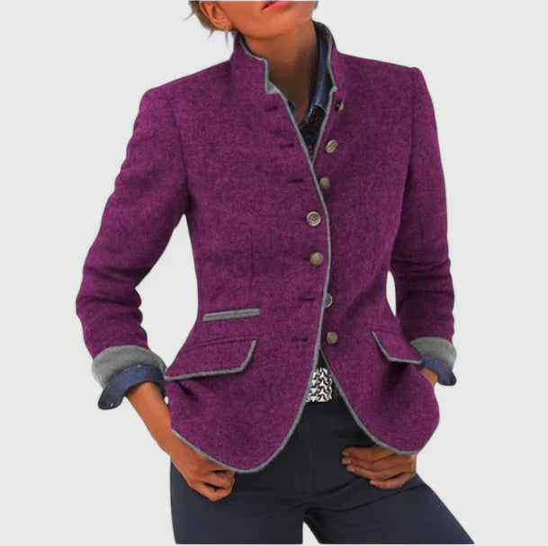 Marissena - Structured Wool Blend Military Style Jacket Office Wear — view 2 of 4