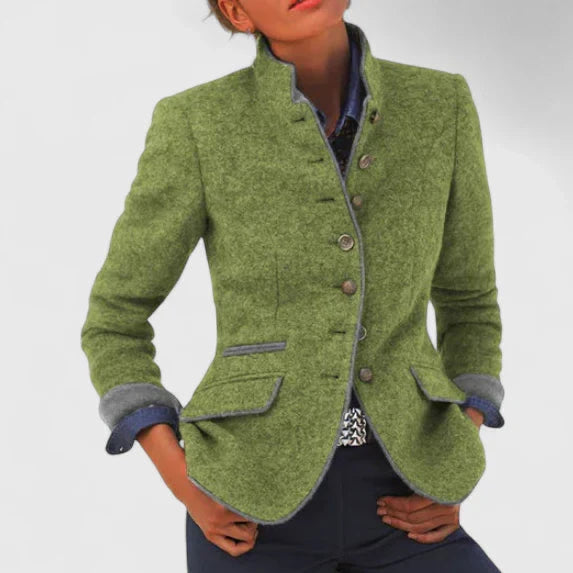 Marissena - Structured Wool Blend Military Style Jacket Office Wear — view 3 of 4