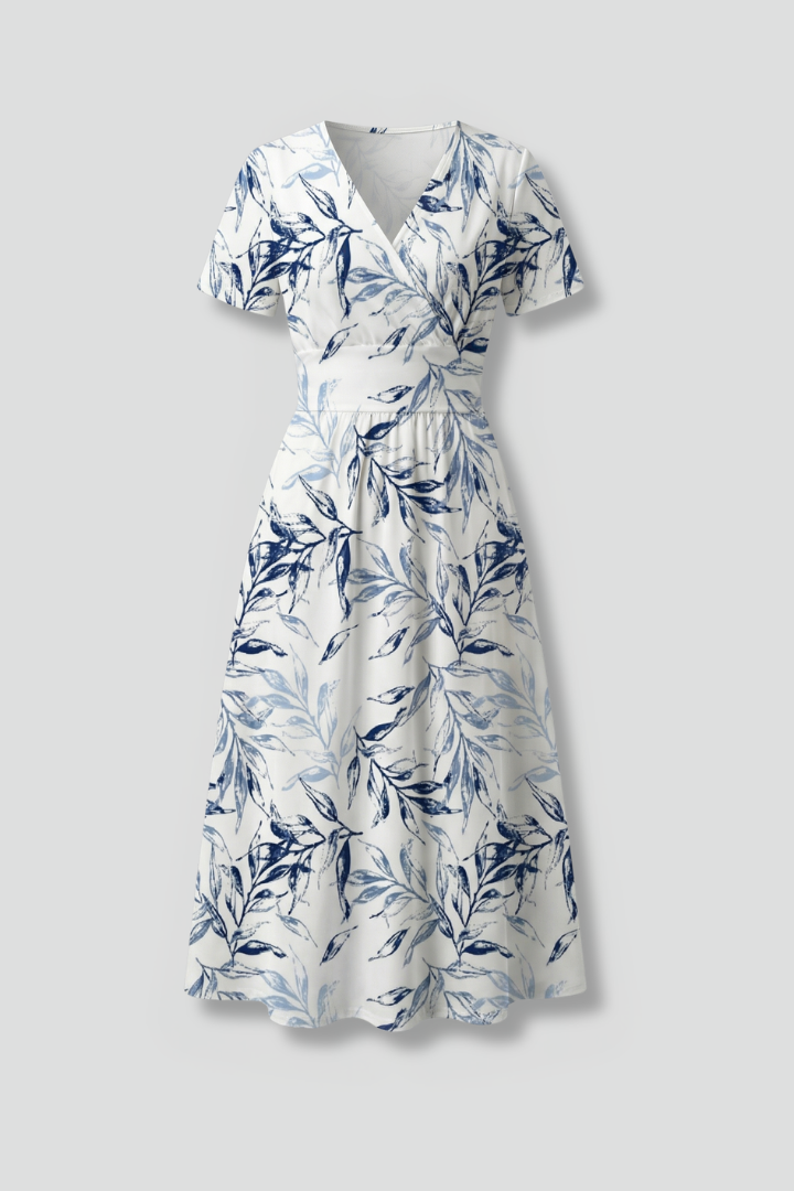 Marivelle - V Neck Flared Skirt Occasion Dress