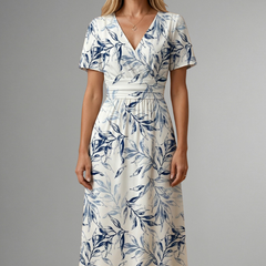 Marivelle - V Neck Flared Skirt Occasion Dress — view 2 of 5