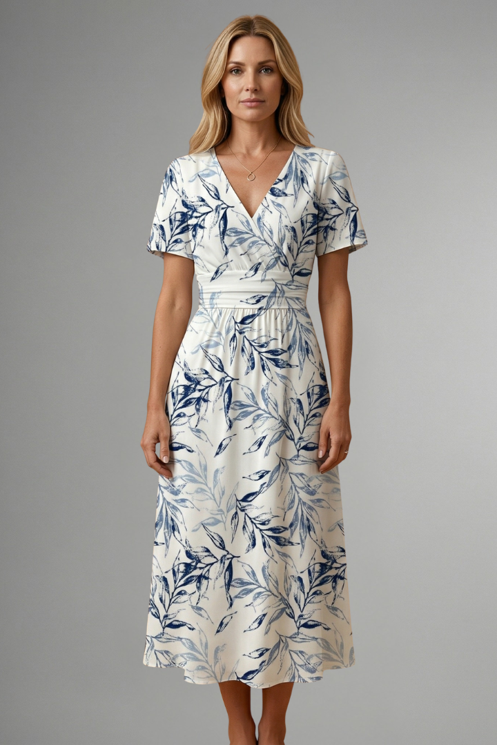 Marivelle - V Neck Flared Skirt Occasion Dress — view 2 of 5