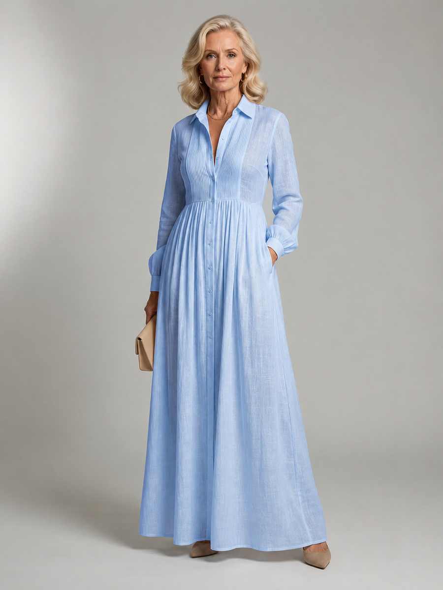Marleigh - Long Button Front Shirt Dress Day To Evening