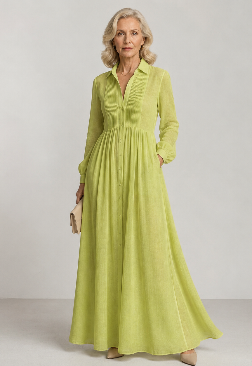 Marleigh - Long Button Front Shirt Dress Day To Evening — view 2 of 10