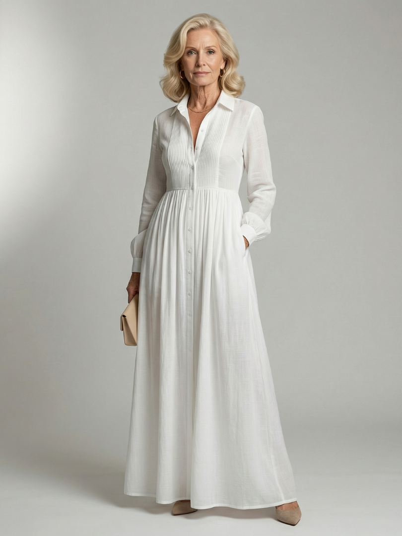 Marleigh - Long Button Front Shirt Dress Day To Evening — view 3 of 10