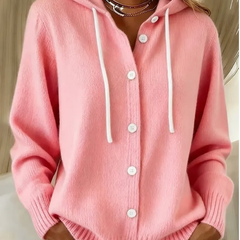 Aldrena - Hooded Long Sleeve Knit Cardigan