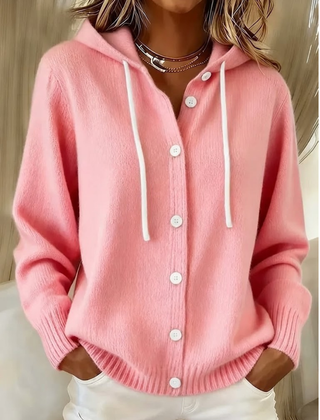 Aldrena - Hooded Long Sleeve Knit Cardigan