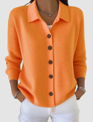 Marlowine - Collared Button Front Knit Cardigan