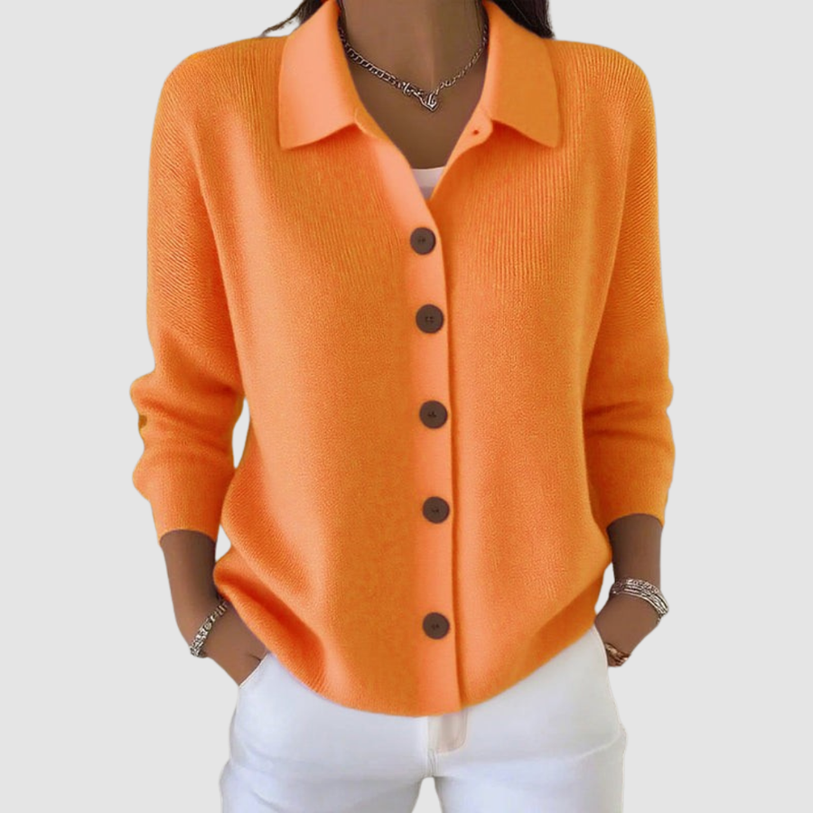 Marlowine - Collared Button Front Knit Cardigan