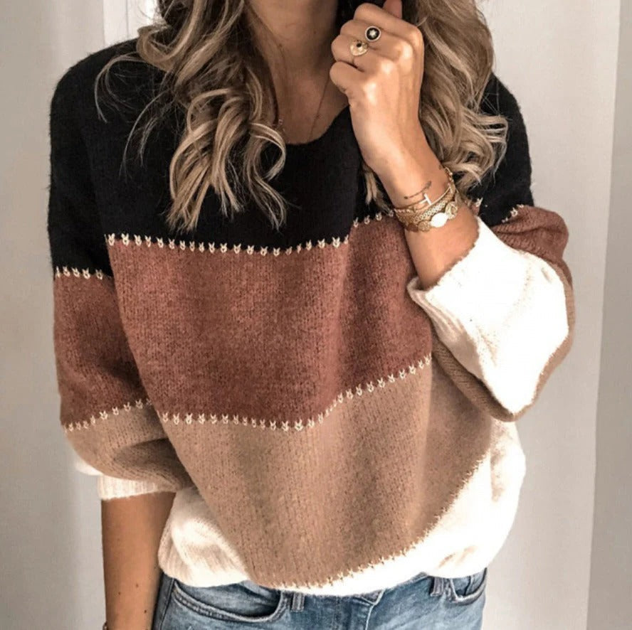 Marlune - Striped Crew Neck Pullover Sweater Cold Weather Layering — view 3 of 6