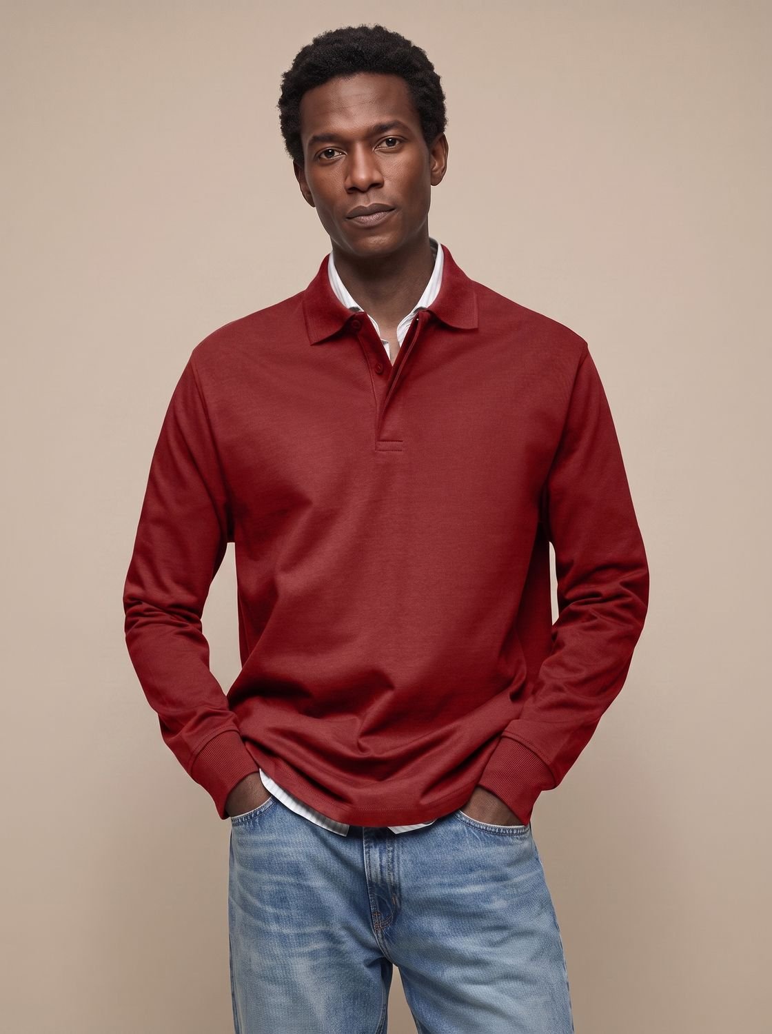 Cassell - Long-Sleeve Cotton Polo Smart Casual Wear — view 10 of 10