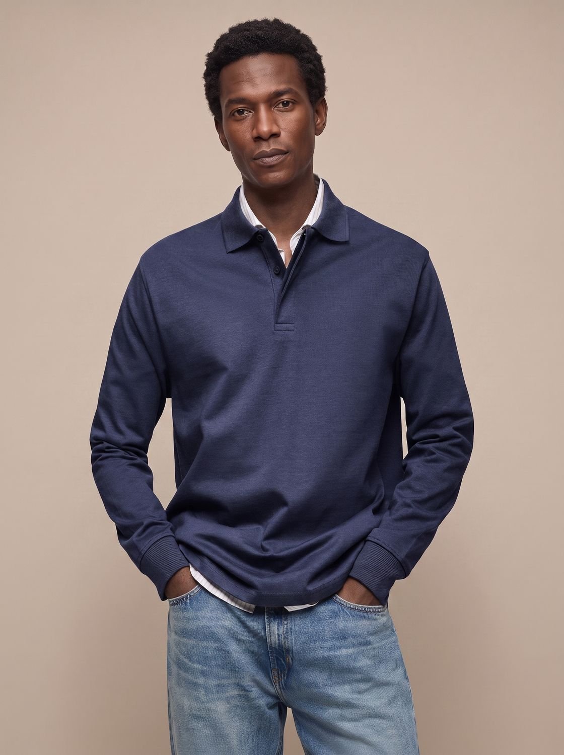 Cassell - Long-Sleeve Cotton Polo Smart Casual Wear — view 3 of 10