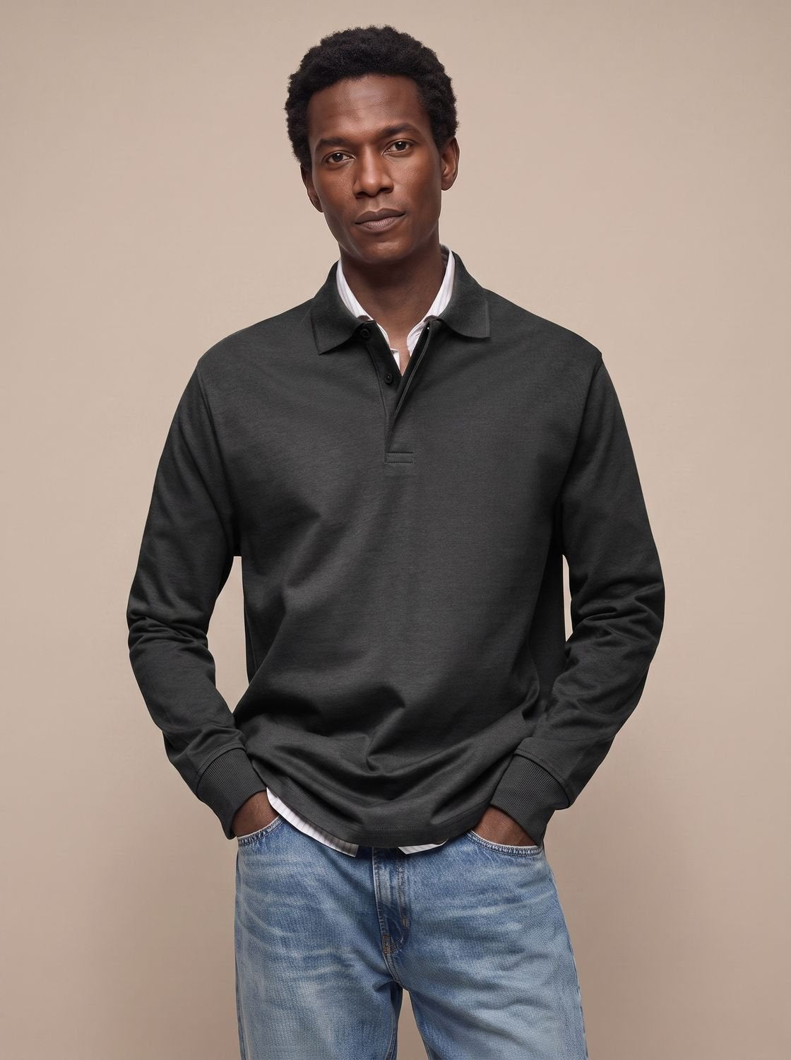 Cassell - Long-Sleeve Cotton Polo Smart Casual Wear — view 4 of 10
