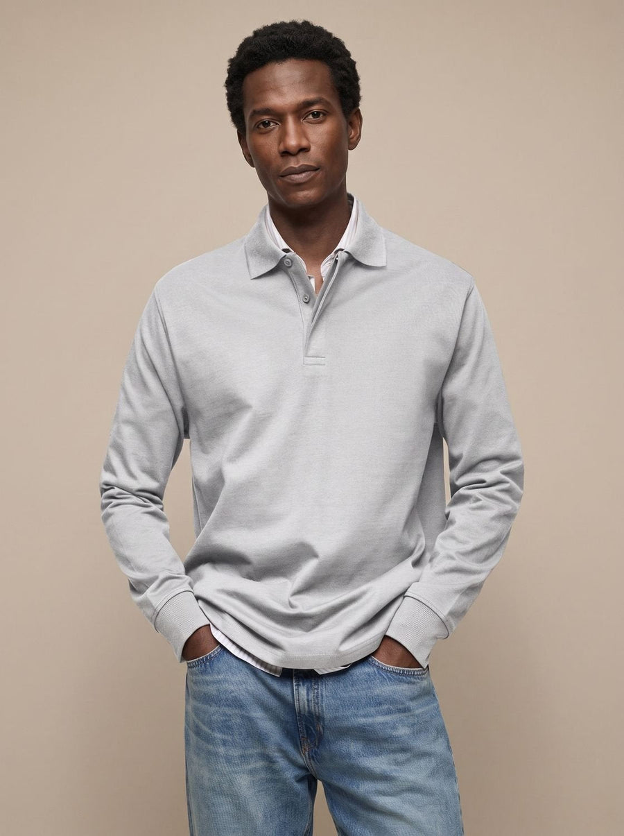 Cassell - Long-Sleeve Cotton Polo Smart Casual Wear