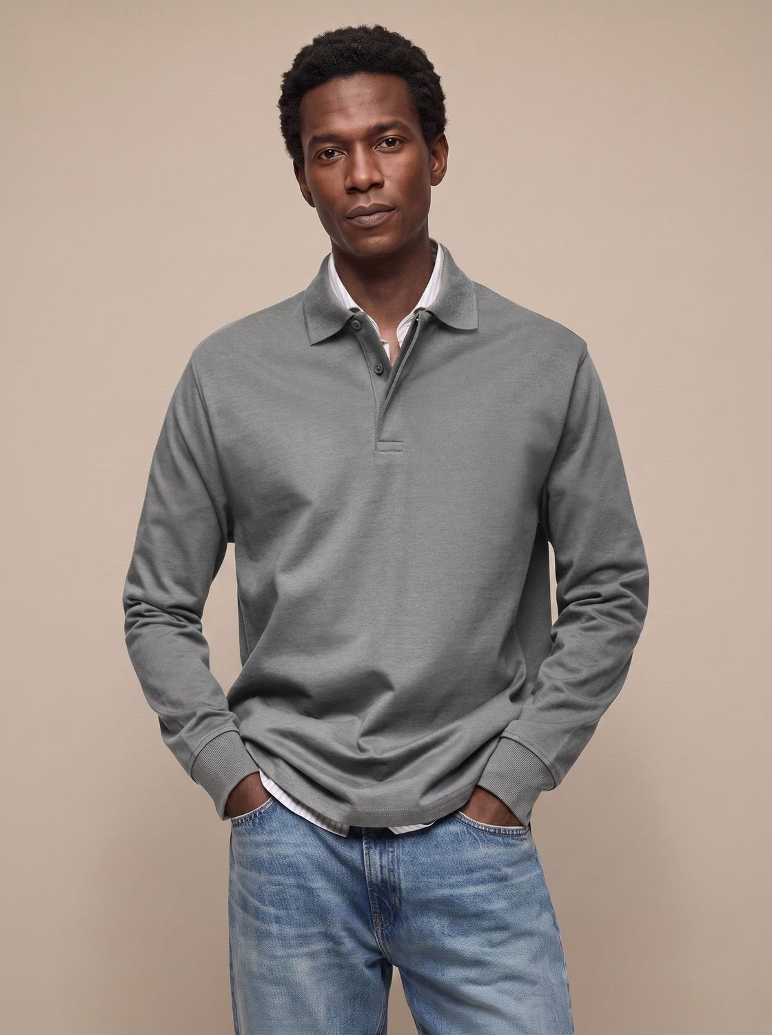 Cassell - Long-Sleeve Cotton Polo Smart Casual Wear — view 5 of 10