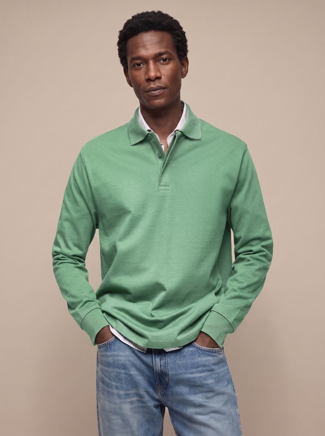 Cassell - Long-Sleeve Cotton Polo Smart Casual Wear — view 6 of 10