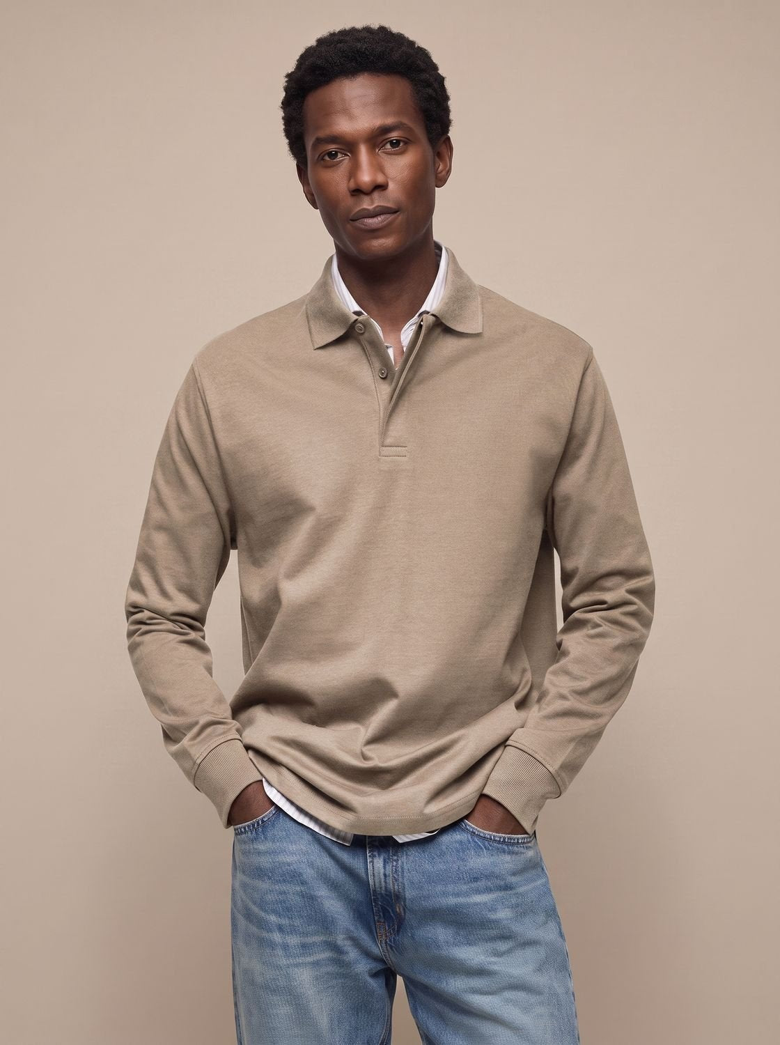 Cassell - Long-Sleeve Cotton Polo Smart Casual Wear — view 7 of 10